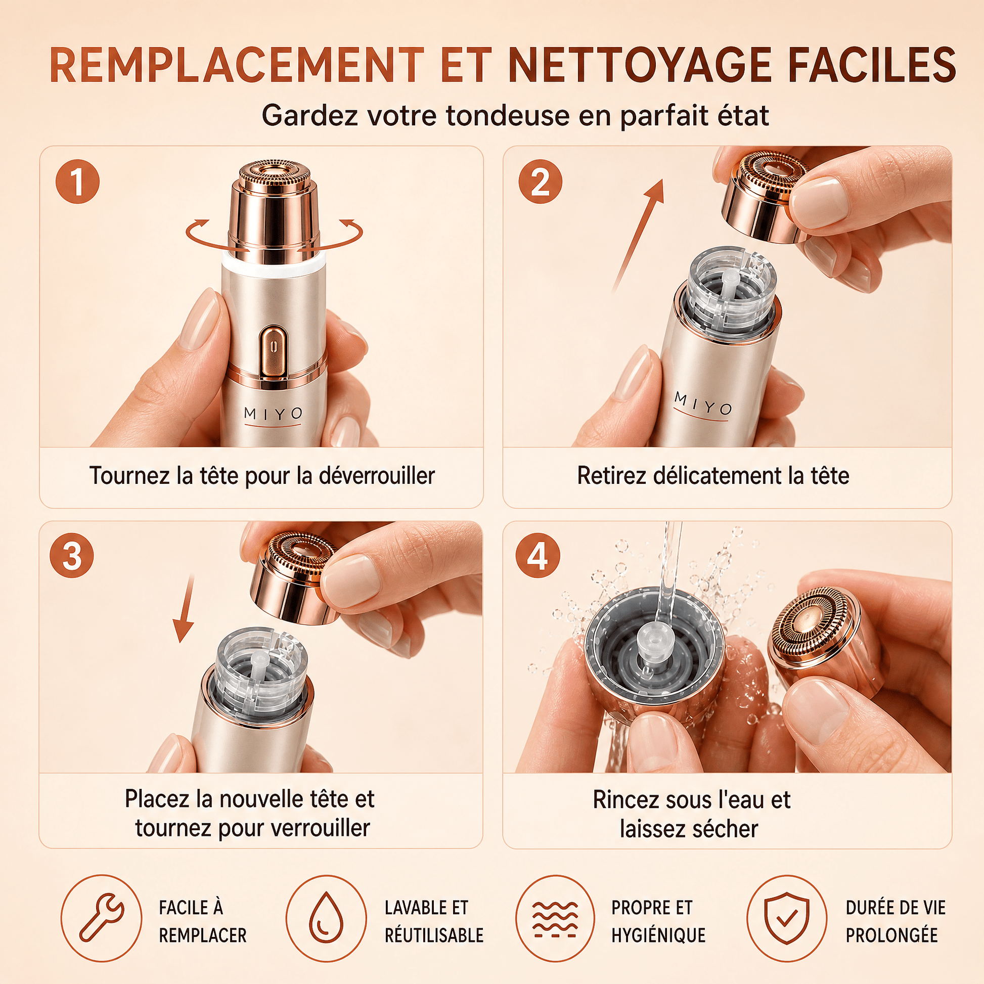 MIYO tondeuse 2-en-1 - contenu du coffret complet